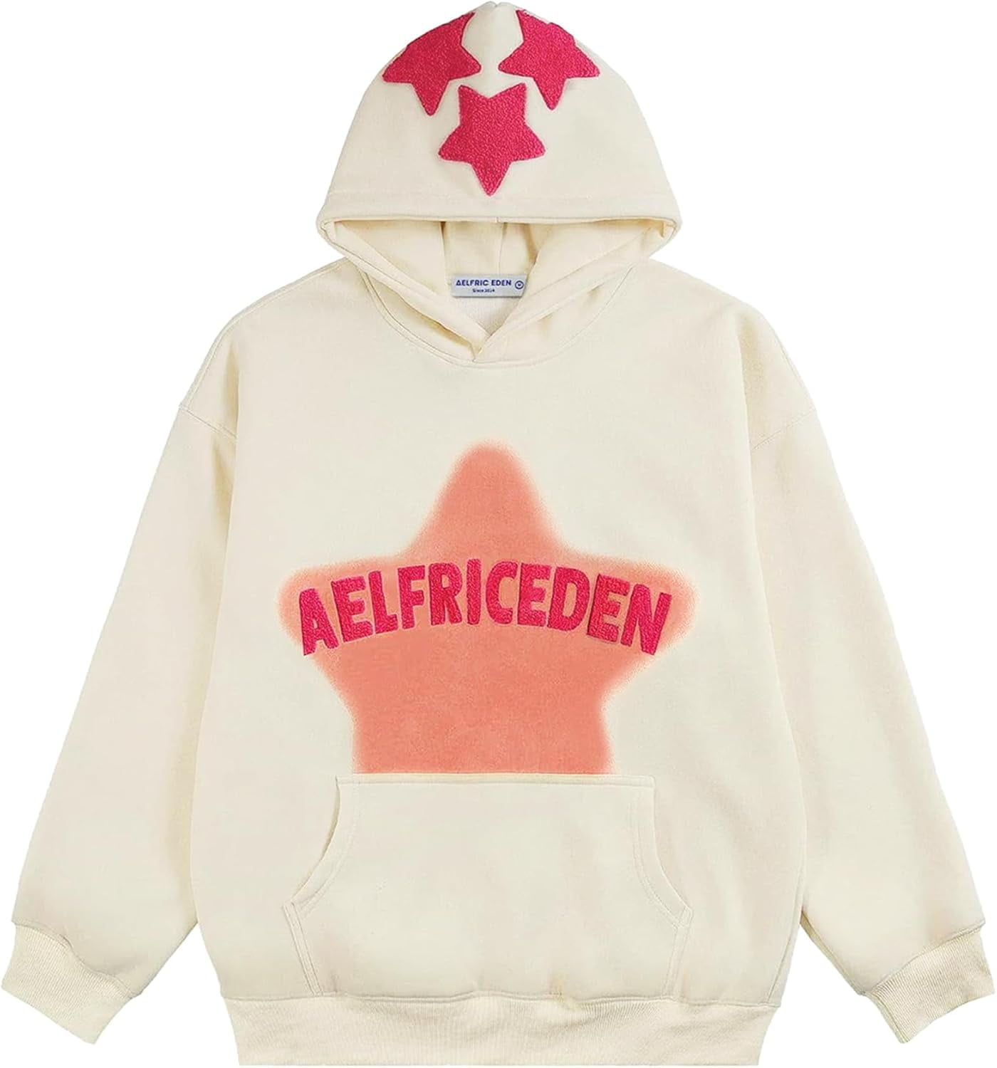 Aelfric Eden Womens Graphic Hoodies Pink Star Print Hoodie Unisex Oversized Hoodies Long Sleeve Pocket Pullover italgemjewellers