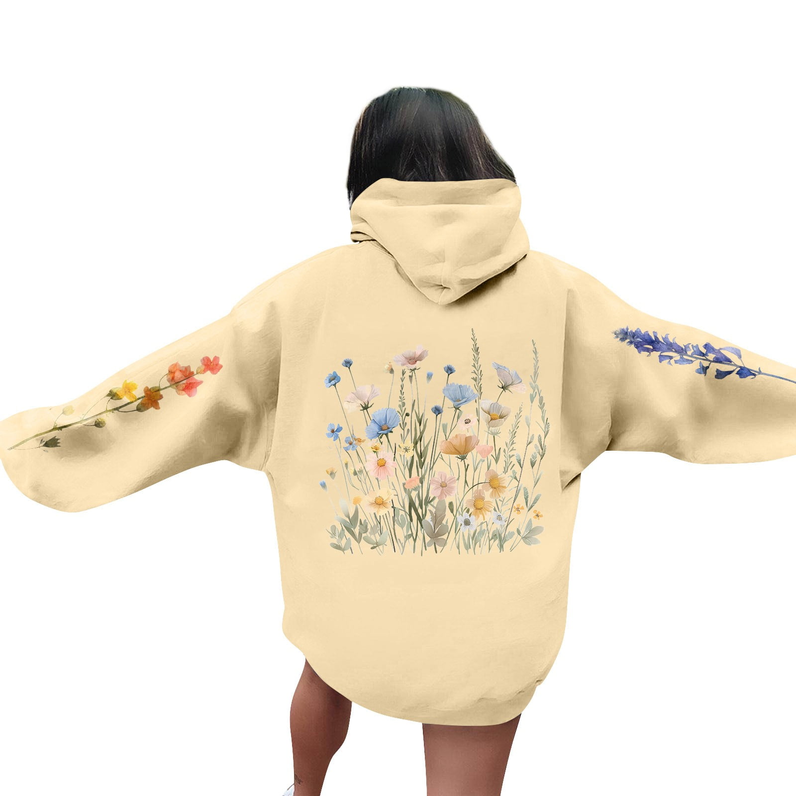 Women’s Oversized Floral Embroidered Hoodie Cozy Red Pullover with Colorful Flower Design Casual Loose Fit italgemjewellers