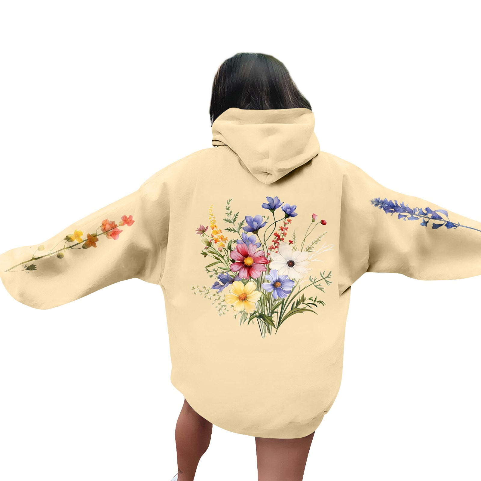 Women’s Oversized Floral Embroidered Hoodie Cozy Red Pullover with Colorful Flower Design, Casual Wear italgemjewellers